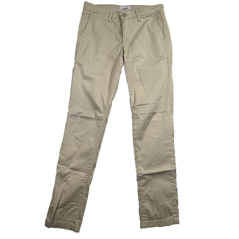Soloio Weekend Cream Pants 30x31 Slim Fit Trousers Designer Casual Italy Preppy